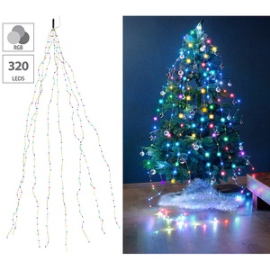 Lunartec, Lunartec Christbaum-Überwurf-Lichterkette, 320 bunte LEDs, 8 Girlanden, je 4 m, Christbaum-Überwurf-Lichterkette, 320 bunte LEDs, 8 Girlanden, je 4 m