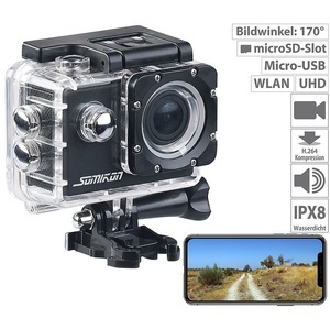 Somikon, Somikon UHD-Action-Cam DV-3717 mit WLAN, Sony-Bildsensor und App, IPX8, UHD-Action-Cam DV-3717 mit WLAN, Sony-Bildsensor und App, IPX8