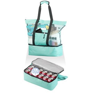 Pearl, Pearl Leichte 2in1-Strand-Netztasche mit Kühlfach und Seitenfach, hellblau, Leichte 2in1-Strand-Netztasche mit Kühlfach und Seitenfach, hellblau