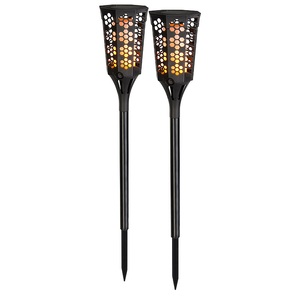 Lunartec, Lunartec 2er-Set LED-Solar-Gartenfackeln mit Flammen-Effekt und Akku, 78 cm, 2er-Set LED-Solar-Gartenfackeln mit Flammen-Effekt und Akku, 78 cm