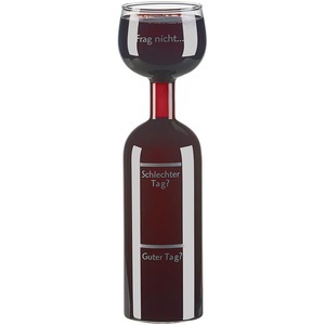 Rosenstein & Söhne, Rosenstein & Söhne 2in1-Weinflasche und XXL-Glas aus Echtglas, mit Aufdruck, 750 ml, 2in1-Weinflasche und XXL-Glas aus Echtglas, mit Aufdruck, 750 ml