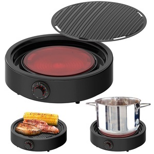 Rosenstein & Söhne, Rosenstein & Söhne 2in1-Glaskeramik-Kochplatte & rauchfreier Infrarot-Tischgrill, 2.000 W, 2in1-Glaskeramik-Kochplatte & rauchfreier Infrarot-Tischgrill, 2.000 W