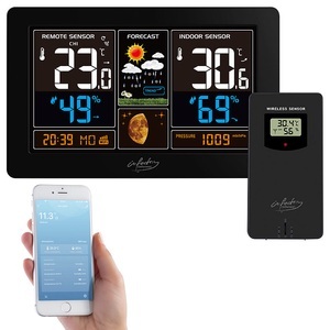 Infactory, WLAN-Funk-Wetterstation mit Aussensensor, XL-Farbdisplay und App / Wetterstation, WLAN-Funk-Wetterstation mit Außensensor, XL-Farbdisplay und App