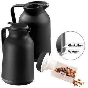 Rosenstein & Söhne, Rosenstein & Söhne 2er-Set 2in1-Vakuum-Isolierkannen für Kaffee und Tee, mit Teesieb, 1 l, 2er-Set 2in1-Vakuum-Isolierkannen für Kaffee und Tee, mit Teesieb, 1 l