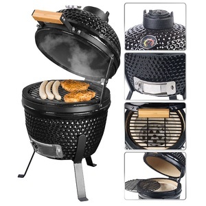 Rosenstein & Söhne, Rosenstein & Söhne 2in1-Kamado-Keramik-Kugelgrill & Smoker, Thermometer, Lüftung, Ø 27 cm, 2in1-Kamado-Keramik-Kugelgrill & Smoker, Thermometer, Lüftung, Ø 27 cm