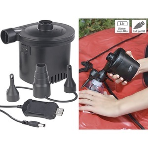 Infactory, infactory Akku-Luftpumpe mit 3 Ventil-Aufsätzen und USB-Ladekabel, 200 l/Min., Akku-Luftpumpe mit 3 Ventil-Aufsätzen und USB-Ladekabel, 200 l/Min.