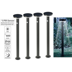 Lunartec, Lunartec 4er-Set Premium-LED-Solar-Wegeleuchte, PIR-Sensor, Nachtlicht, 600 lm, 4er-Set Premium-LED-Solar-Wegeleuchte, PIR-Sensor, Nachtlicht, 600 lm