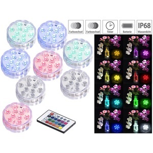 Lunartec, Lunartec 8er-Set RGB-LED-Unterwasserleuchten mit Fernbedienung, Timer, IP68, 8er-Set RGB-LED-Unterwasserleuchten mit Fernbedienung, IP68