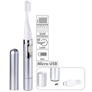 newgen medicals, newgen medicals Elektrische USB-Akku-Reise-Schallzahnbürste 28.000 RpM, IPX7, Timer, Elektrische USB-Akku-Reise-Schallzahnbürste 28.000 RpM, IPX7, Timer
