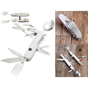 Semptec, Semptec Urban Survival Technology 14in1-Edelstahl-Klappbesteck und Taschenmesser für Camping und Outdoor, 14in1-Edelstahl-Klappbesteck und Taschenmesser für Camping und Outdoor