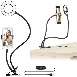 Somikon, Selfie-Ringlicht mit Smartphone-Halterung und Klemmbefestigung, Ø 9 cm, Selfie-Ringlicht mit Smartphone-Halterung und Klemmbefestigung, Ø 9 cm