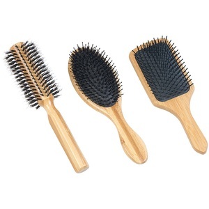 Sichler Beauty, Sichler Beauty 3er-Set Haarbürsten aus Bambusholz, Rund-, Paddel- und Pflegebürste, 3er-Set Haarbürsten aus Bambusholz, Rund-, Paddel- und Pflegebürste