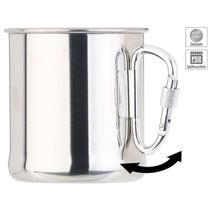 Semptec, Semptec Urban Survival Technology Leichter Edelstahl-Becher mit klappbarem Karabiner-Henkel, 250 ml, Leichter Edelstahl-Becher mit klappbarem Karabiner-Henkel, 250 ml