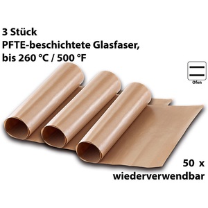 Rosenstein & Söhne, Rosenstein & Söhne Dauer-Backpapier & Antihaft-Bratfolie aus Glasfaser, beige, 3 Stück, Dauer-Backpapier & Antihaft-Bratfolie aus Glasfaser, beige, 3 Stück