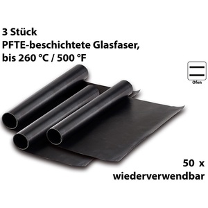 Rosenstein & Söhne, Rosenstein & Söhne Dauer-BBQ-Grillmatte & Antihaft-Bratfolie aus Glasfaser, 3 Stück, Dauer-BBQ-Grillmatte & Antihaft-Bratfolie aus Glasfaser, 3 Stück