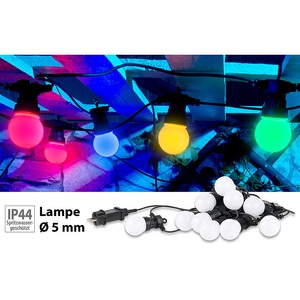 Lunartec, Lunartec Party-LED-Lichterkette m. 10 LED-Birnen, 3 Watt, IP44, 4-farbig, 4,5 m, Party-LED-Lichterkette m. 10 LED-Birnen, 3 Watt, IP44, 4-farbig, 4,5 m