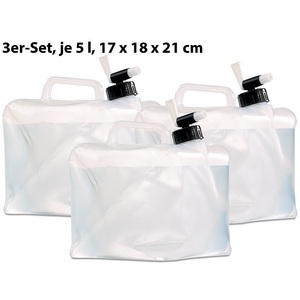 Semptec, Semptec Urban Survival Technology Faltbare Wasserkanister mit Zapfhahn, 5 Liter, 3er-Set, Faltbare Wasserkanister mit Zapfhahn, 5 Liter, 3er-Set