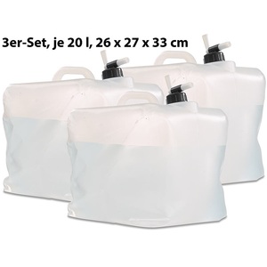 Semptec, Semptec Urban Survival Technology 3er-Set Faltbare Wasserkanister mit Zapfhahn, 20 Liter, 3er-Set Faltbare Wasserkanister mit Zapfhahn, 20 Liter
