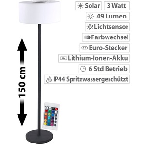 Lunartec, Lunartec Solar-LED-Stehleuchte, Lichtsensor, 16 Farben, 50 lm, 2,4 W, IP44, Solar-LED-Stehleuchte, Lichtsensor, 16 Farben, 50 lm, 2,4 W, IP44