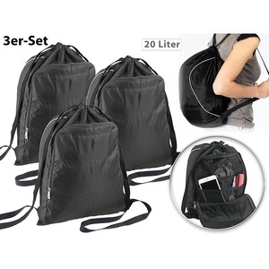 Semptec Urban Survival Technology, Semptec Urban Survival Technology 3er-Set 2in1-Turnbeutel-Rucksäcke, aufklappbares Organizer-Fach, 20 l, 3er-Set 2in1-Turnbeutel-Rucksäcke, aufklappbares Organizer-Fach, 20 l