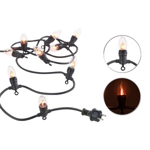 Lunartec, Lunartec Deko-Lichterkette mit 10 Glühbirnen in Flammen-Optik, IP44, 4,2 m, Deko-Lichterkette mit 10 Glühbirnen in Flammen-Optik, IP44, 4,2 m