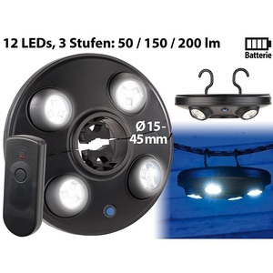 Luminea, Luminea LED-Schirmleuchte mit 4 dreh- & dimmbaren Spots, 200 lm, Fernbedienung, LED-Schirmleuchte mit 4 dreh- & dimmbaren Spots, 200 lm, Fernbedienung