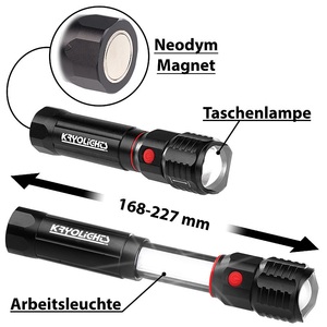 KryoLights, KryoLights 2in1-Taschenlampe & Arbeitsleuchte mit 2x 3-Watt-LED & Neodym-Magnet, 2in1-Taschenlampe & Arbeitsleuchte mit 2x 3-Watt-LED & Neodym-Magnet
