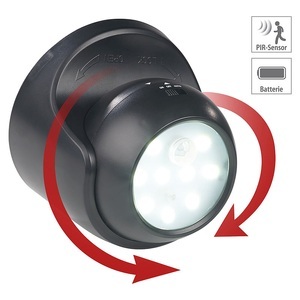 Luminea, Luminea Kabelloser LED-Strahler, Bewegungssensor, 360° drehbar, 100 lm,schwarz, Kabelloser LED-Strahler, Bewegungssensor, 360° drehbar, 100 lm,schwarz