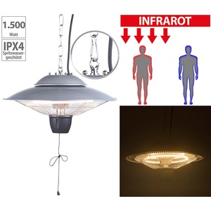 Semptec Urban Survival Technology, Semptec Urban Survival Technology Infrarot-Decken-Heizstrahler, 1.500 Watt, spritzwassergeschützt (IPX4), Infrarot-Decken-Heizstrahler, 1.500 Watt, spritzwassergeschützt (IPX4)