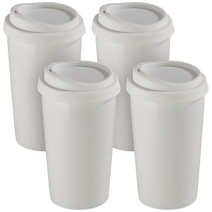 Rosenstein & Söhne, Rosenstein & Söhne 4 Coffee-to-go-Becher aus Keramik, Silikondeckel, 250 ml, doppelwandig, 4 Coffee-to-go-Becher aus Keramik, Silikondeckel, 250 ml, doppelwandig