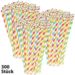Pearl, Pearl 300 Retro-Papier-Trinkhalme in 4 Farben, gestreift, lebenesmittelecht, 300 Retro-Papier-Trinkhalme in 4 Farben, gestreift, lebenesmittelecht