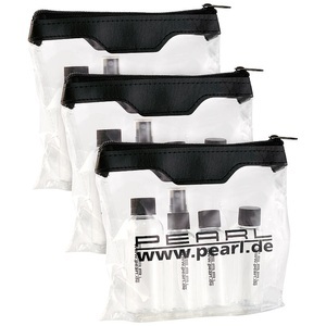 Pearl, Pearl Reise-Reissverschluss-Tasche mit 4 Flaschen f. Flug-Handgepäck, 3er-Set, Reise-Reißverschluss-Tasche mit 4 Flaschen f. Flug-Handgepäck, 3er-Set