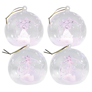 Lunartec, Lunartec Mundgeblasene LED-Glas-Ornamente in Kugelform, 4er-Set, Mundgeblasene LED-Glas-Ornamente in Kugelform, 4er-Set