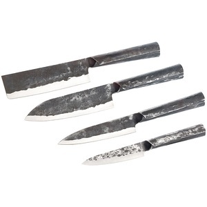 TokioKitchenWare, TokioKitchenWare 4-teiliges Messerset mit Stahlgriff, handgefertigt, 4-teiliges Messerset mit Stahlgriff, handgefertigt