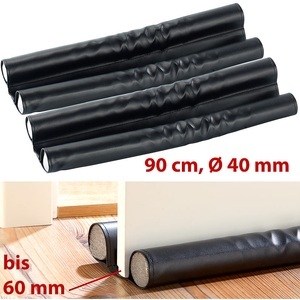 Infactory, infactory Kunstleder-Zugluft-Stopper für Türen bis 60mm Dicke, schwarz, 2er-Set Kunstleder-Zugluft-Stopper für Türen bis 60mm Dicke, schwarz