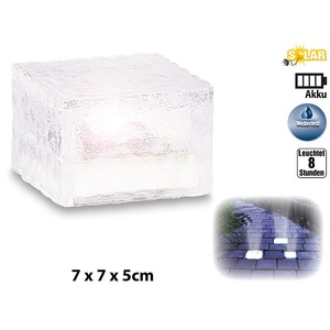 Lunartec, Lunartec Solar-LED-Glasbaustein mit Lichtsensor klein 7 x 7 cm, Solar-LED-Glasbaustein mit Lichtsensor klein 7 x 7 cm