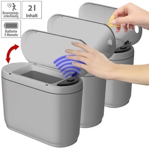 Infactory, 3er-Set Design-Abfalleimer mit Hand-Bewegungs-Sensor, je 2 l, grau
