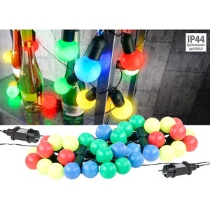 Lunartec, Lunartec 2er-Set LED-Lichterkette mit je 20 Lämpchen, 4-farbig, 1,2 W, IP44, 2er-Set LED-Lichterkette mit je 20 Lämpchen, 4-farbig, 1,2 W, IP44