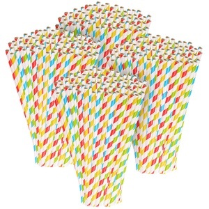 Pearl, Pearl 400 Retro Papier-Trinkhalme in 4 Farben, gestreift, lebensmittelecht, 400 Retro Papier-Trinkhalme in 4 Farben, gestreift, lebensmittelecht