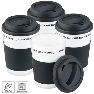 Pearl, Pearl 4er-Set Coffee-to-go-Becher mit Deckel, 350 ml, doppelwandig, BPA-frei, 4er-Set Coffee-to-go-Becher mit Deckel, 350 ml, doppelwandig, BPA-frei