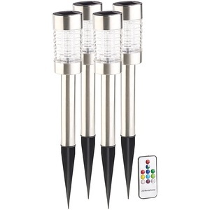 Lunartec, Lunartec 4er-Set Solar-RGB-LED-Wegeleuchten, Lichtsensor, Fernbedienung, IP44, 4er-Set Solar-RGB-LED-Wegeleuchten, Lichtsensor, Fernbedienung, IP44