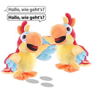 Playtastic 2er-Set sprechende Plüsch-Papageien mit Mikrofon, sprechen nach, 22 cm