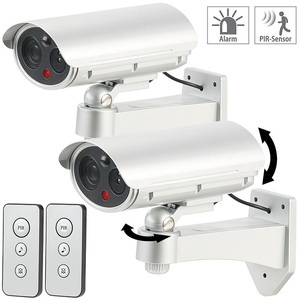 VisorTech, 2er-Set Überwachungskamera-Attrappen, Bewegungsmelder, Alarm-Funktion, 2er-Set Überwachungskamera-Attrappen, Bewegungsmelder, Alarm-Funktion