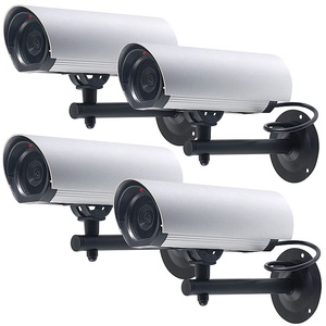 VisorTech, VisorTech 4er-Set Profi-Überwachungskamera-Attrappen Alu-Gehäuse mit LED, 4er-Set Profi-Überwachungskamera-Attrappen Alu-Gehäuse mit LED