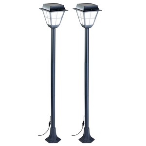 Lunartec, Lunartec 2er-Set Hybrid Solar-LED-Wegeleuchte mit optional. Netzbetrieb, 2er-Set Hybrid Solar-LED-Wegeleuchte mit optional. Netzbetrieb