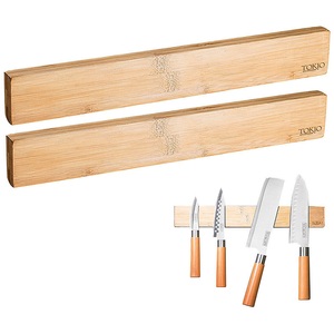 TokioKitchenWare, TokioKitchenWare 2er-Set originelle Messer-Magnetleisten aus echtem Bambus-Holz, 2er-Set originelle Messer-Magnetleisten aus echtem Bambus-Holz