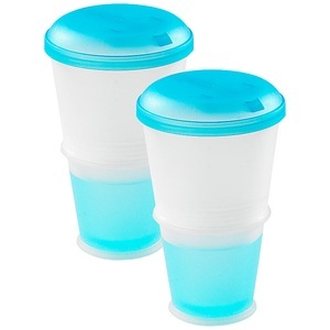 Rosenstein & Söhne, Rosenstein & Söhne 2er-Set Müsli-to-go-Becher mit Milch-Kühlfach & Löffel, 2er-Set Müsli-to-go-Becher mit Milch-Kühlfach & Löffel
