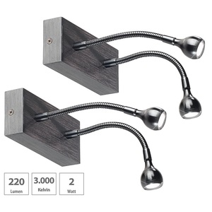 Lunartec, 2er-Set LED-Bett- und Lese-Doppel-Leuchten mit Schwanenhals, 2 Watt