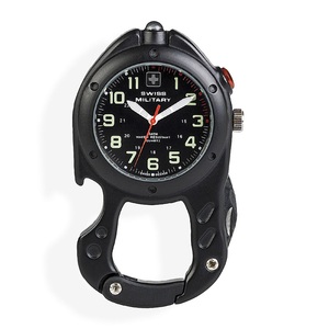 undefined, Swiss Military Karabiner-Uhr mit LED & Messer, schwarz