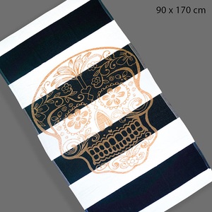 undefined, Jacquard-Strandbadetuch mit Totenkopf-Print, 100% Baumwolle, 90x170cm